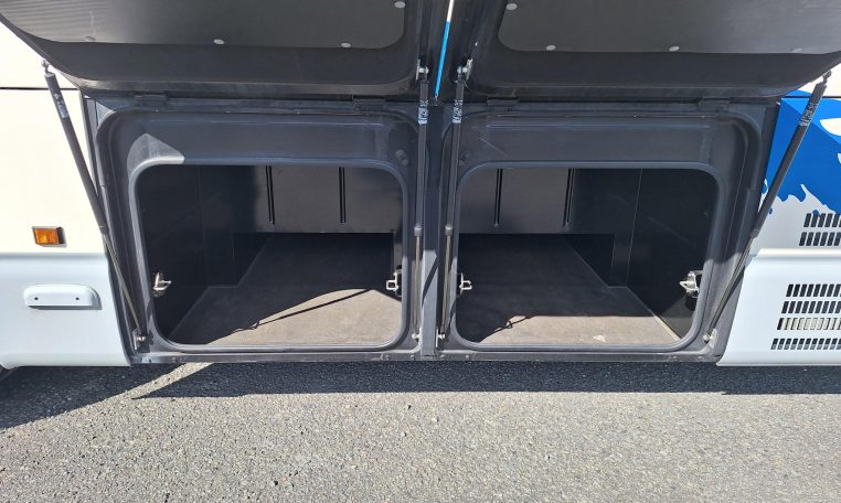 2012 Hino Melpha exterior view of the interior luggage compartment.