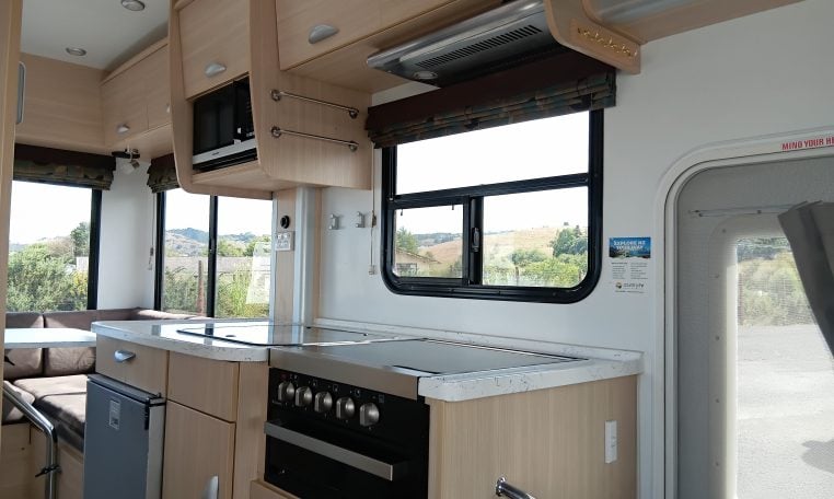 2015 Kea Horizon M721 interior view showing the handrail at the motorhome entrance.