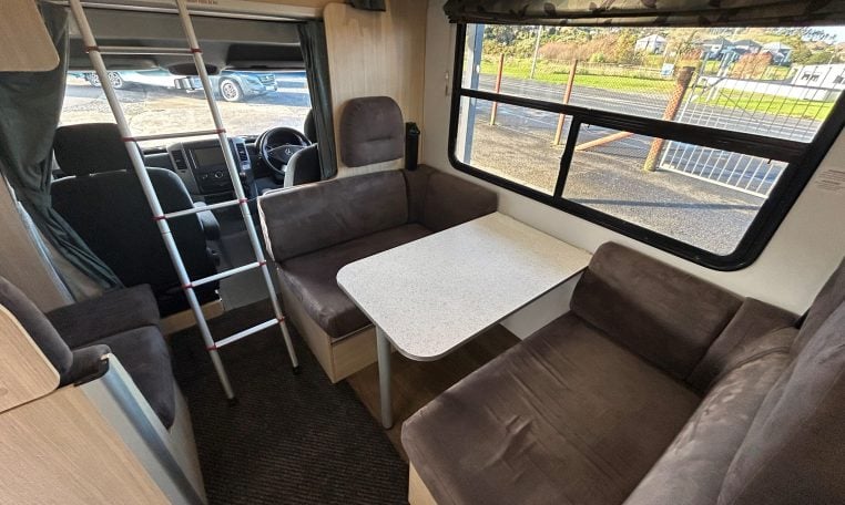 2015 Kea Horizon M721 interior view showing the ladder setup for the bed over cab.