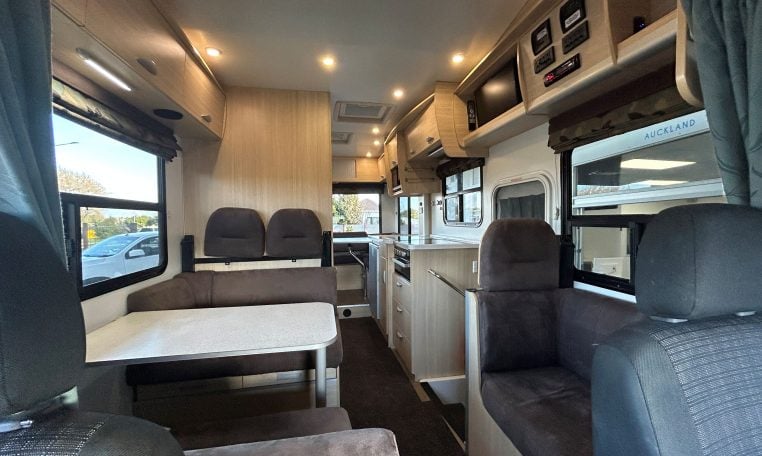 2015 Kea Horizon M721 interior view showing the ceiling lights in the motorhome.