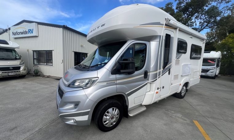 Exterior profile of the 2017 Auto-Trail Tribute 625 motorhome showing side view, windows, and overall design layout.