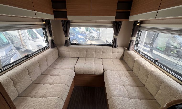 2017 Auto-Trail Tribute 625 motorhome rear lounge that converts into a comfortable bed.
