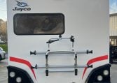 2017 Jayco Conquest FA24-1 exterior rear view with bike rack.
