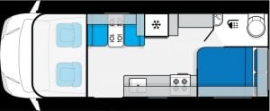 2017 Jayco Conquest FA24-1 interior floorplan showing the motorhome layout.