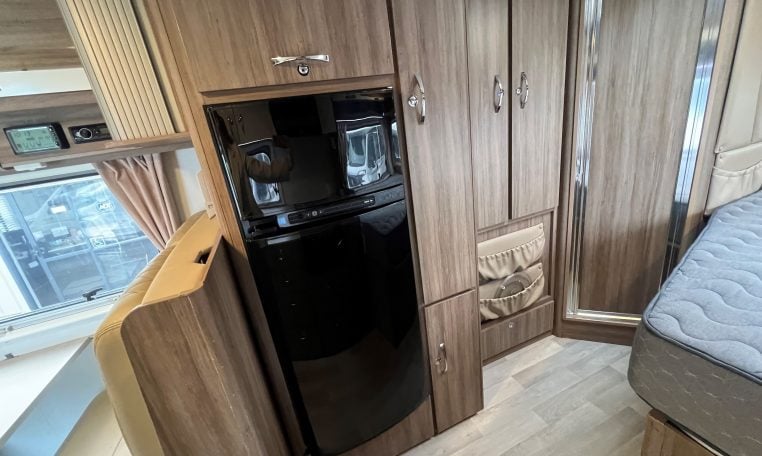 2017 Jayco Conquest FA24-1 interior view showing the integrated fridge.