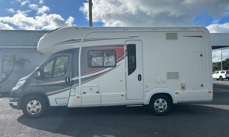 2018 Auto-Trail Tracker RS motorhome exterior side view showing the habitation door.