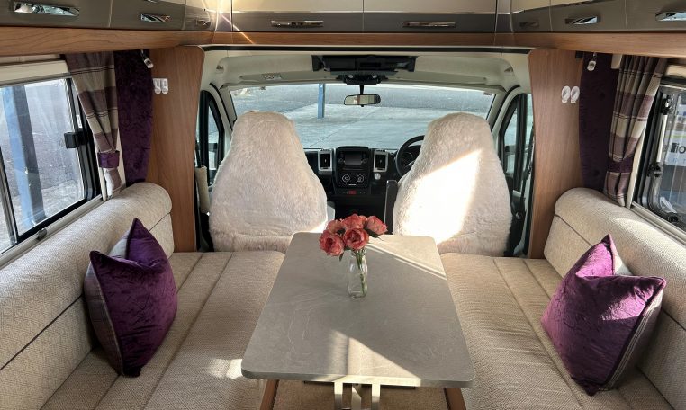 2018 Auto-Trail Tracker RS motorhome interior view showing the spacious front dining area.