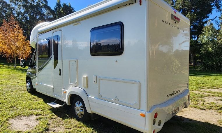 2018 Auto-Trail Tribute 715 motorhome exterior view showing the awning.