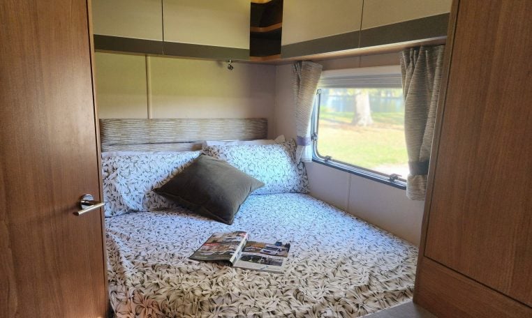 2018 Auto-Trail Tribute 715 motorhome interior view showing the rear bedroom.