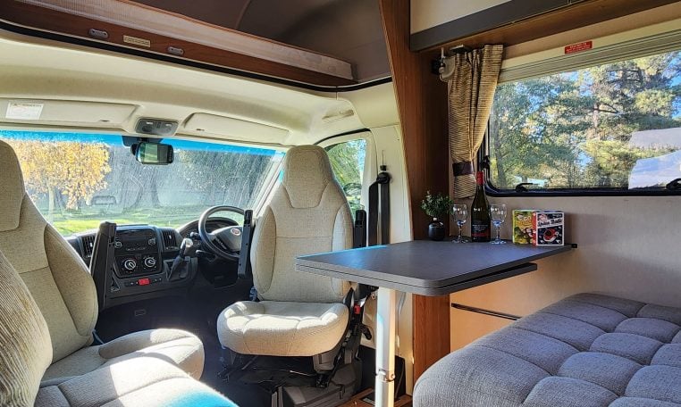 2018 Auto-Trail Tribute 715 motorhome interior view showing the front lounge and dining.