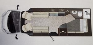 2018 Auto-Trail Tribute 715 interior floorplan showing the motorhome layout.