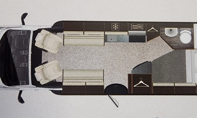 2018 Auto-Trail Tribute 715 interior floorplan showing the motorhome layout.