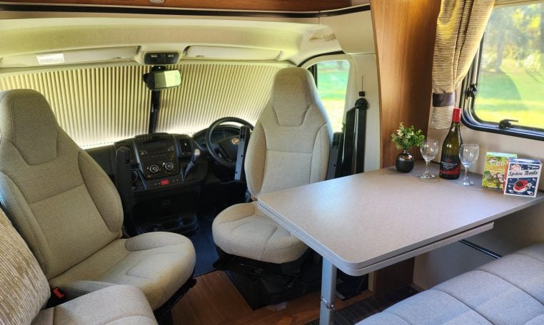 2018 Auto-Trail Tribute 715 motorhome interior view showing the spacious lounge and dining.