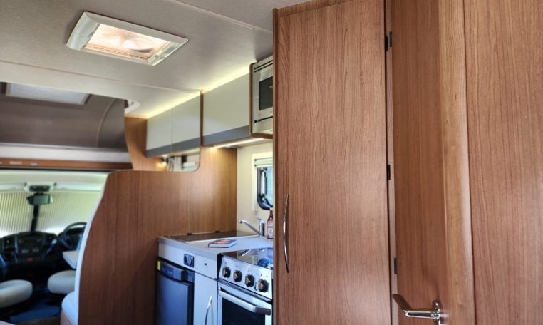 2018 Auto-Trail Tribute 715 motorhome interior view showing the skylight bringing in natural light.