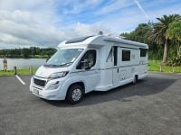 Exterior profile of the 2018 Bailey Autograph 79-4T motorhome showing side view, windows, and overall design layout.