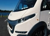 2018 Roller Team Pegaso 745 exterior showing the front cab badge detail.