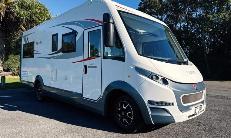 2018 Roller Team Pegaso 745 exterior showing the front driver's side.