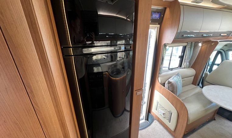 2019 Auto-Trail Frontier Delaware S interior view showing the tall fridge.