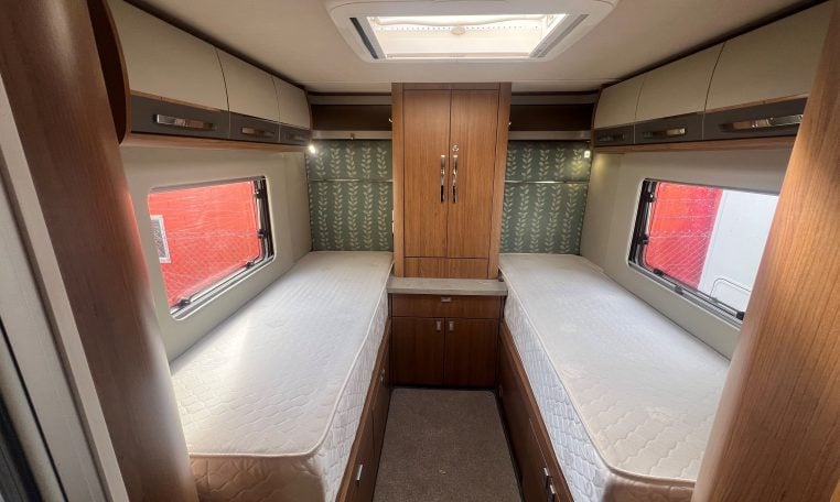 2019 Auto-Trail Frontier Delaware S interior view showing the rear twin single beds.