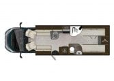 2019 Auto-Trail Frontier Delaware S floorplan showing the motorhome interior layout.