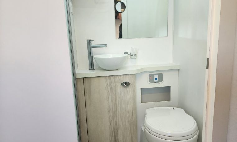 2019 Iveco Sunliner Switch interior view showing the bathroom.