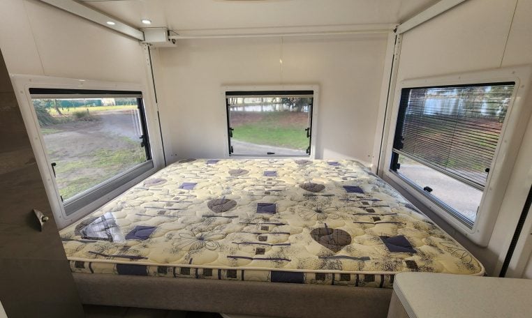 2019 Iveco Sunliner Switch interior view showing the rear drop-down bed.