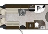 2020 Auto-Trail Delaware floorplan showing the motorhome interior layout.
