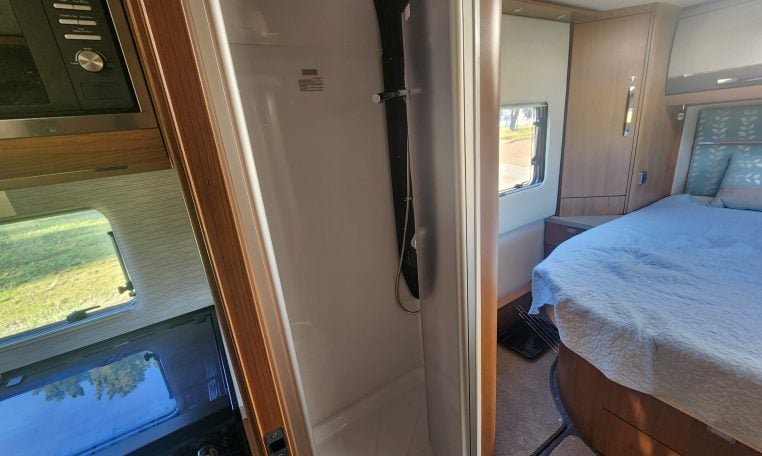 2020 Auto-Trail Delaware interior showing the separate shower.