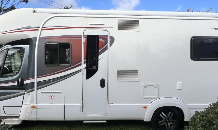 2020 Auto-Trail Frontier Delaware motorhome exterior view of the habitation door.