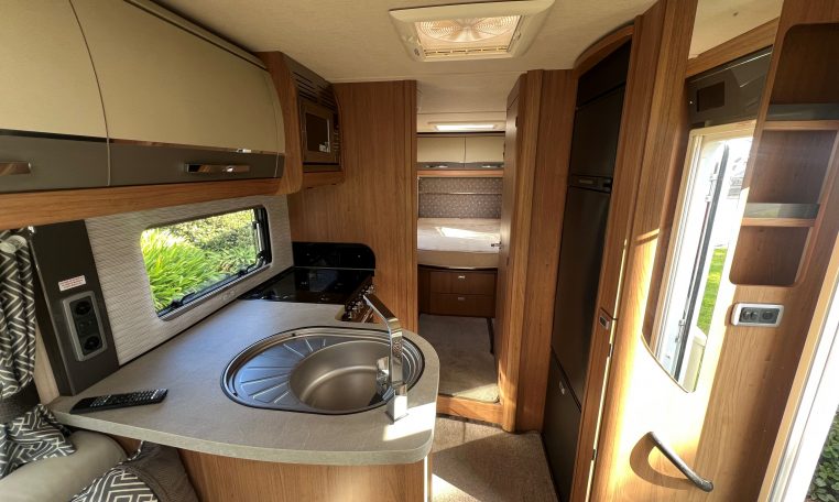 2020 Auto-Trail Frontier Delaware interior showing the motorhome kitchen sink.
