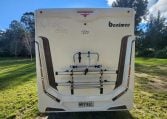 2020 Benimar Mileo 286 motorhome exterior rear view with a bike rack.