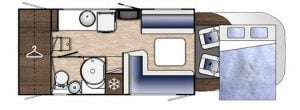 2020 Benimar Mileo 286 motorhome interior floorplan showing the layout.