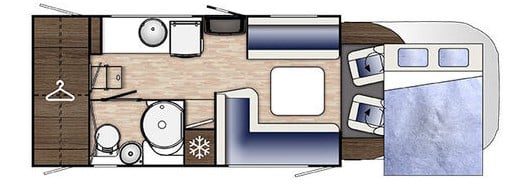2020 Benimar Mileo 286 motorhome interior floorplan showing the layout.