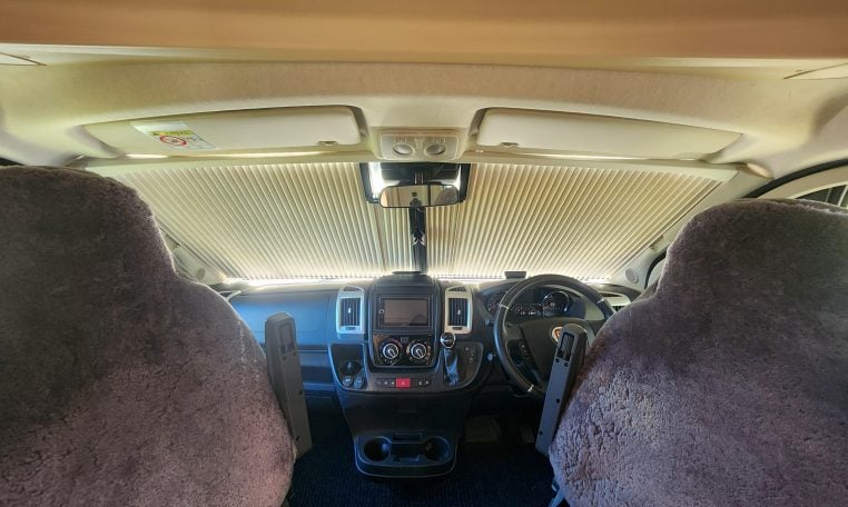 2020 Benimar Mileo 286 motorhome interior view showing the front cab.