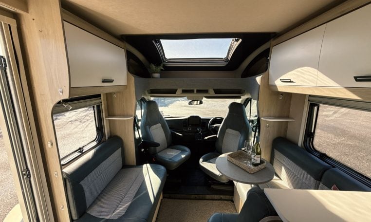 2021 Auto-Trail F-Line F74 interior view showing the spacious front lounge.