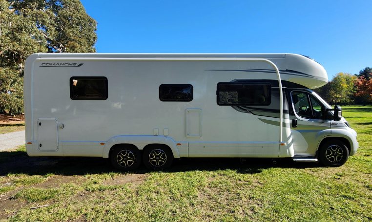 2021 Auto-Trail Frontier Comanche motorhome exterior view showing the driver's side.