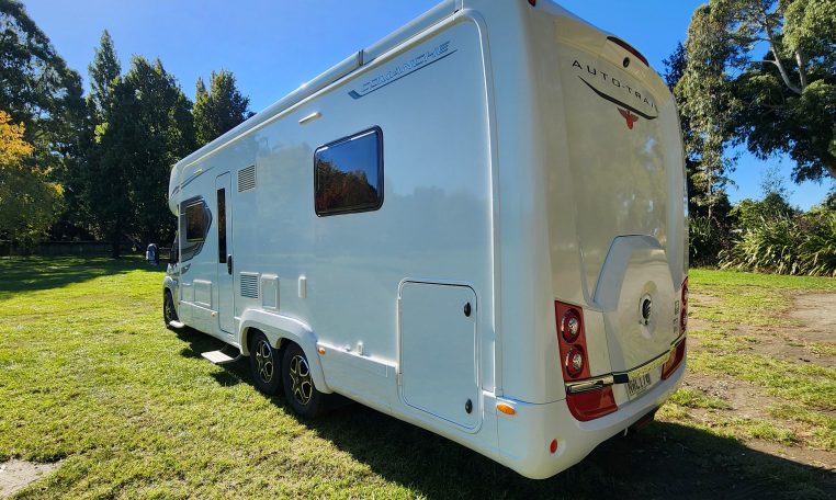 2021 Auto-Trail Frontier Comanche motorhome exterior view of the storage locker.