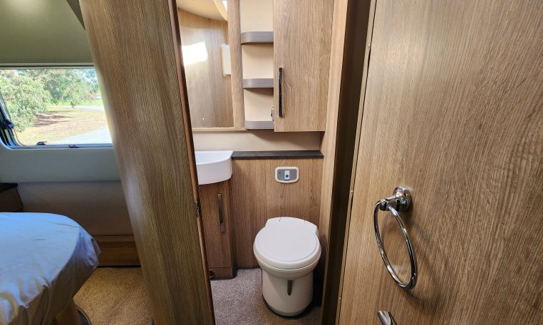 2021 Auto-Trail Frontier Comanche motorhome interior view of the separate toilet.