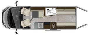 2021 Auto-Trail Tribute 680 motorhome floorplan showing the interior layout.