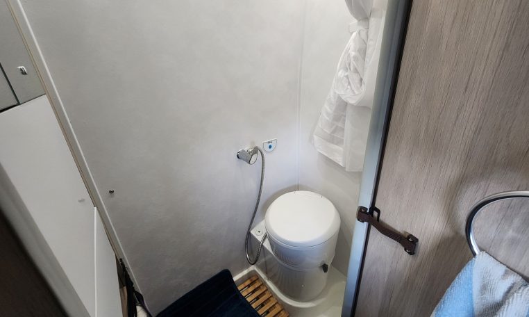 2021 Auto-Trail Tribute T680 motorhome interior view showing the toilet and shower.