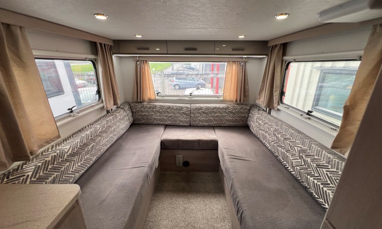 2021 Jayco Conquest FA24-4 interior view of the rear lounge without the table.