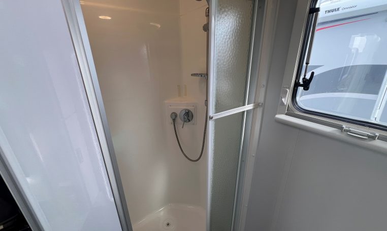 2021 Jayco Conquest FA24-4 interior view of the spacious separate shower.