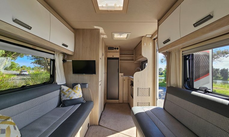 Skylight inside an Auto-Trail F-Line F62 motorhome allowing natural light into the interior.