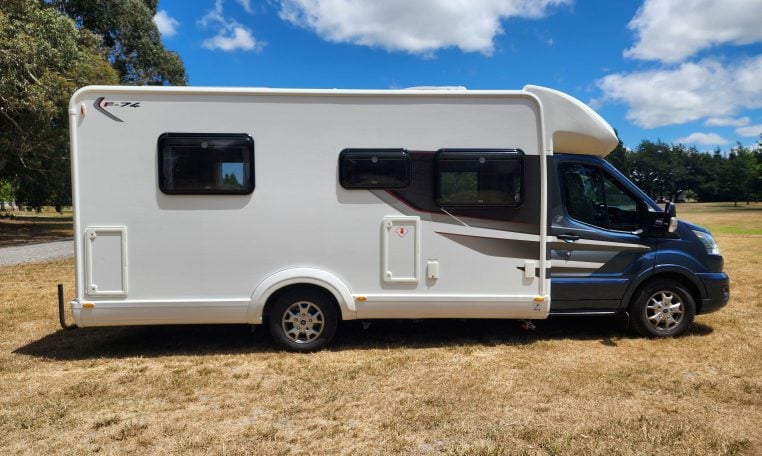 2022 Pre-owned Auto-Trail F-Line F74 4-berth motorhome, exterior view of the drivers' side.