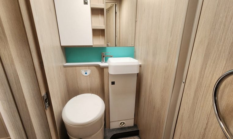 2022 Pre-owned Auto-Trail F-Line F74 4-berth motorhome, interior view of the bathroom with the toilet.