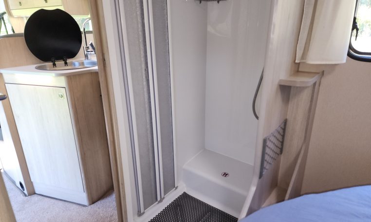 Pre-owned 2022 Auto-Trail F-Line F74 4-berth motorhome, interior view of the convenient separate shower.