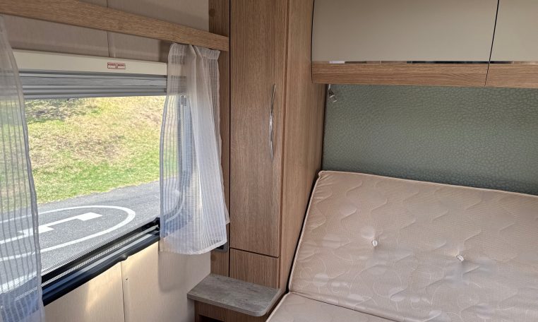 2022 Auto-Trail Imala 730 motorhome interior showing the bedroom blinds.