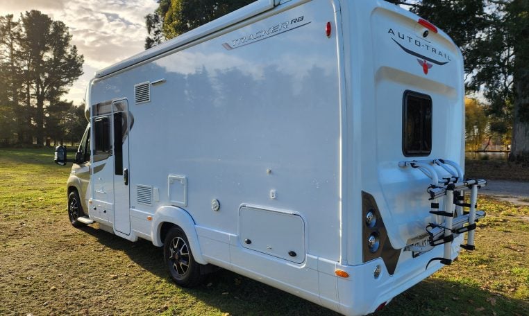 2022 Auto-Trail Tracker RB motorhome exterior view of the rear and habitation side.