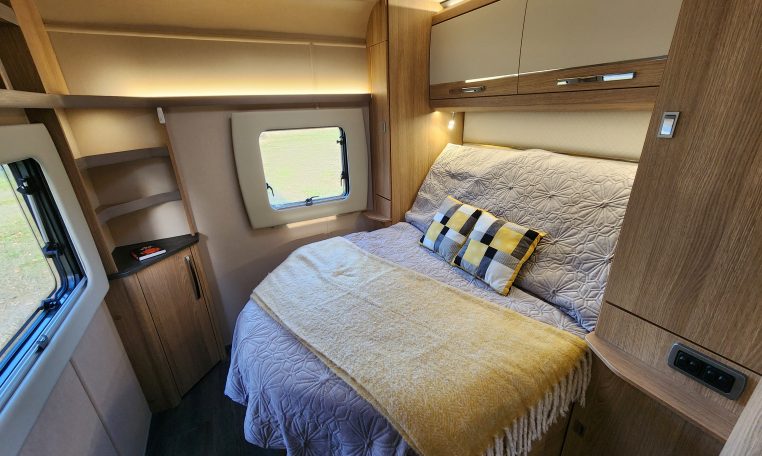 2022 Auto-Trail Tracker RB motorhome interior view of the bedroom.