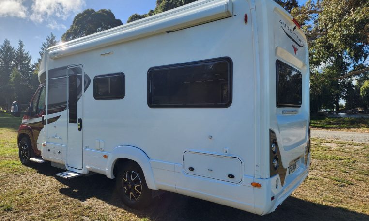 Exterior view of the 2022 Auto-Trail Tracker RL showing the awning for outdoor use.